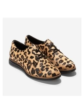 Cole Haan Grand Series Calf Hair Leopard Oxford Shoes Size 9.5